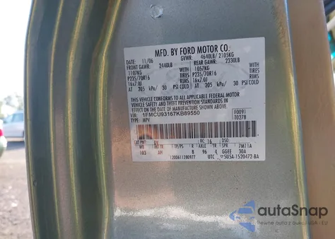 2007 Ford Escape Xlt/Xlt Sport из США, поврежденный, VIN 1FMCU93167KB89550